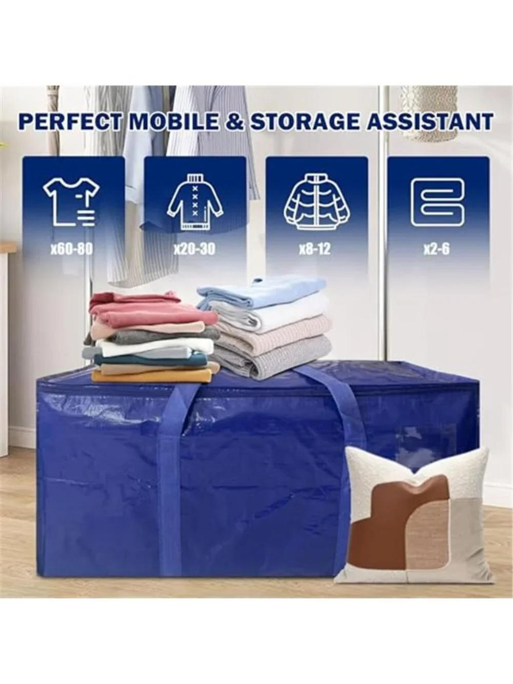 8 Pack Extra Heavy Duty Large Moving Bags with Strong Zipper & Carrying Handles